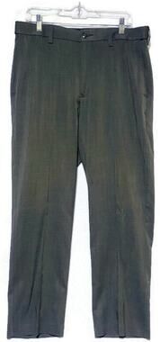 Savane Men's Brown Polyester Flat Front Dress Pants 34x30